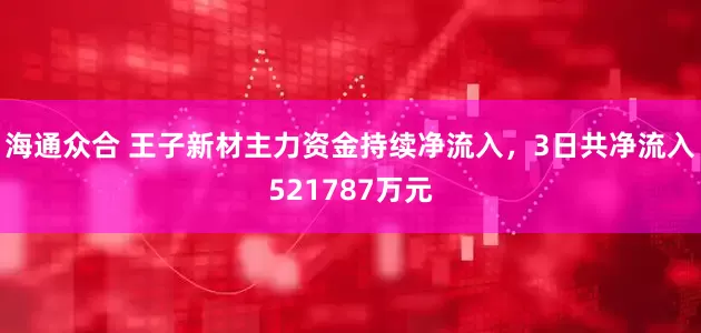 海通众合 王子新材主力资金持续净流入，3日共净流入521787万元
